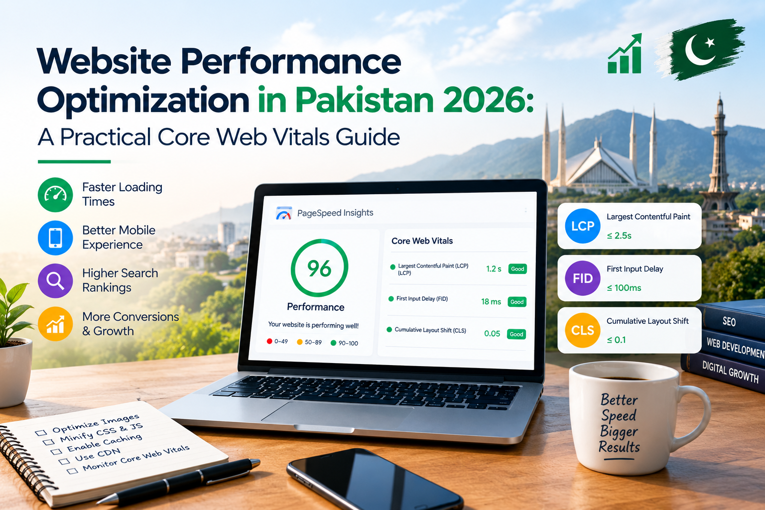 Website performance optimization in Pakistan 2026 with Core Web Vitals and PageSpeed insights